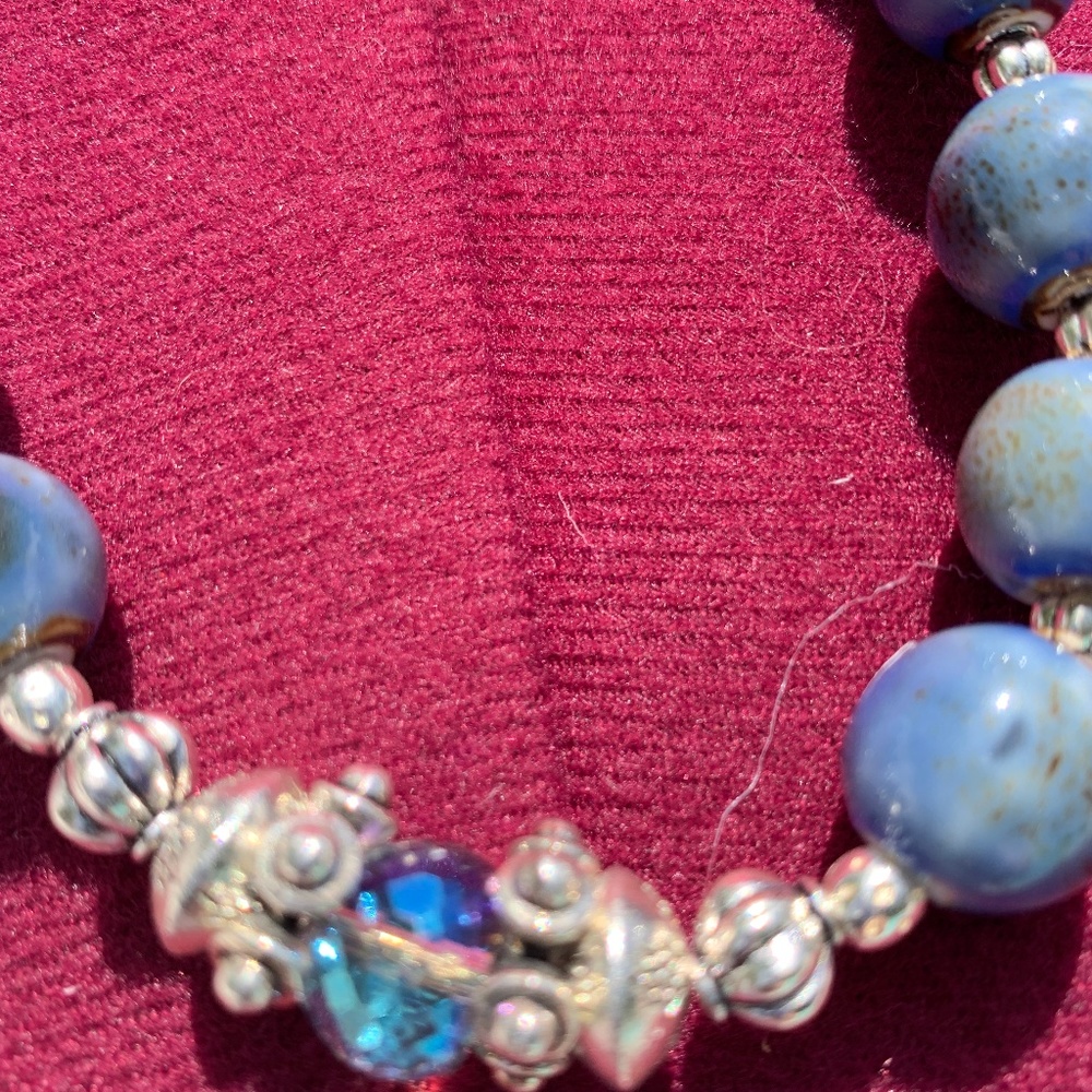 Turquoise bead and crystal necklace